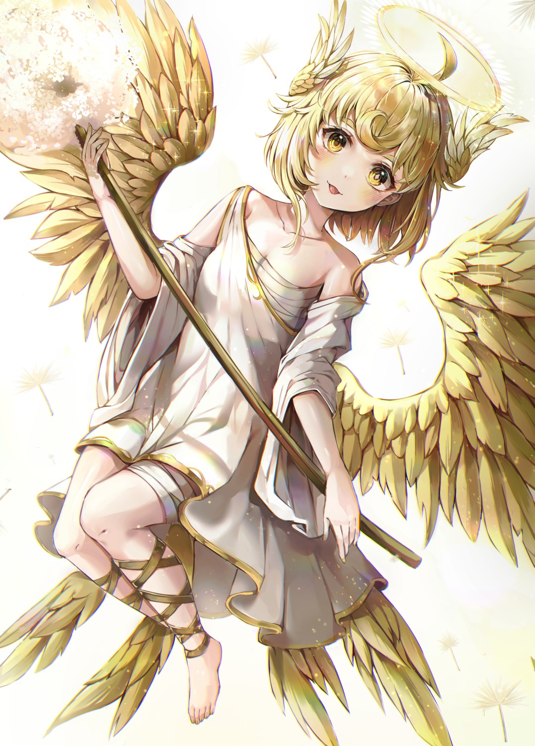 angel bandaid dress mirage_(rairudiseu) sarashi weapon wings