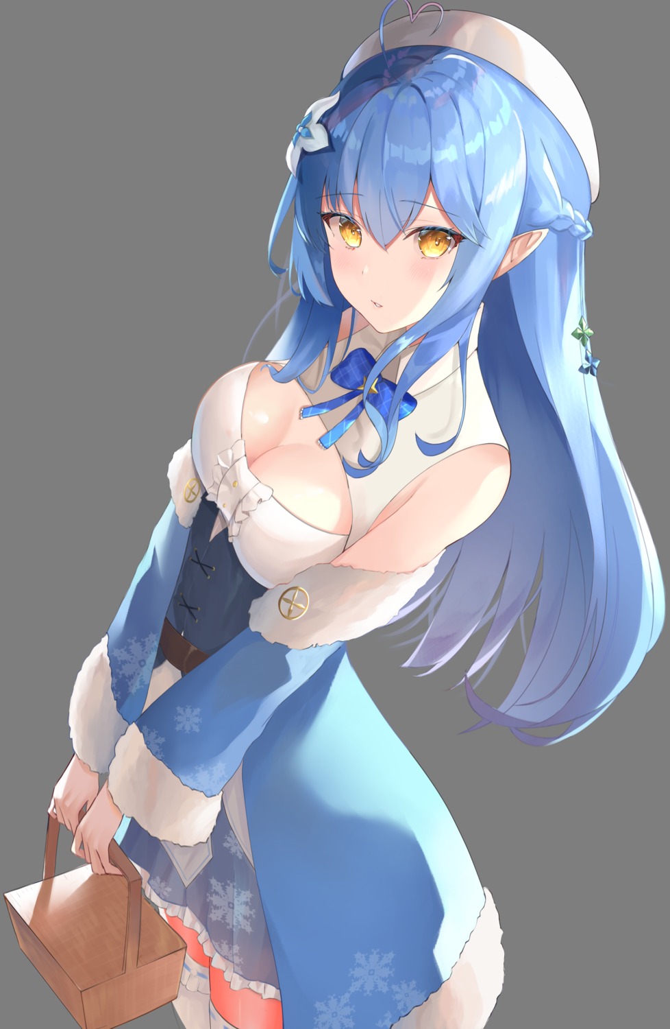 hololive no_bra pointy_ears shiina_aoi thighhighs yukihana_lamy