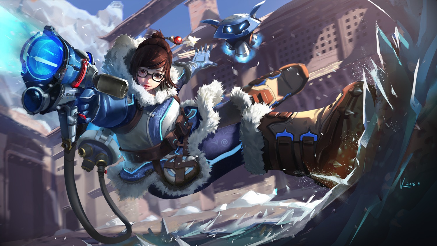 gun megane mei_(overwatch) overwatch vafar7 wallpaper