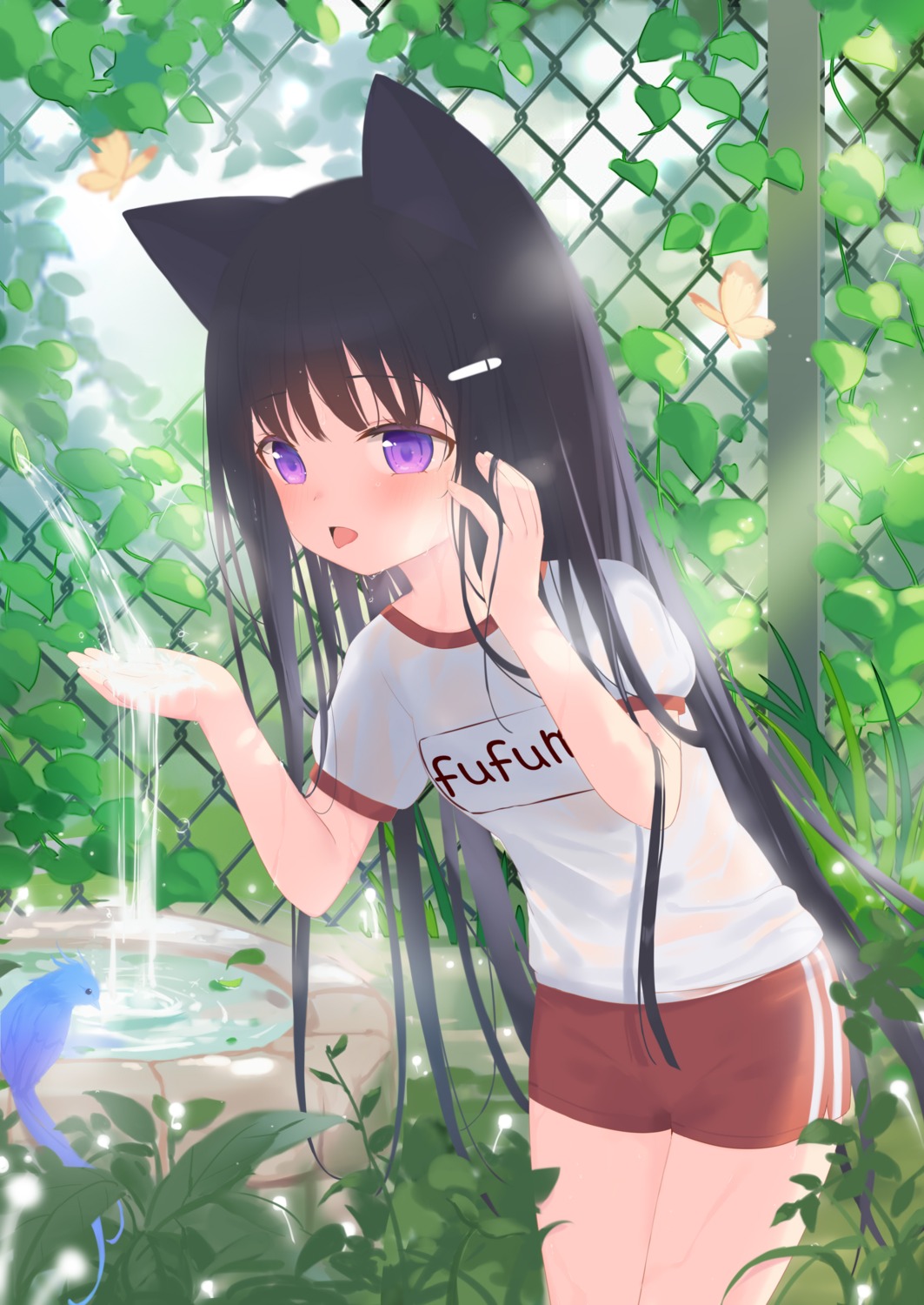 animal_ears fufumi gym_uniform loli nekomimi see_through wet_clothes