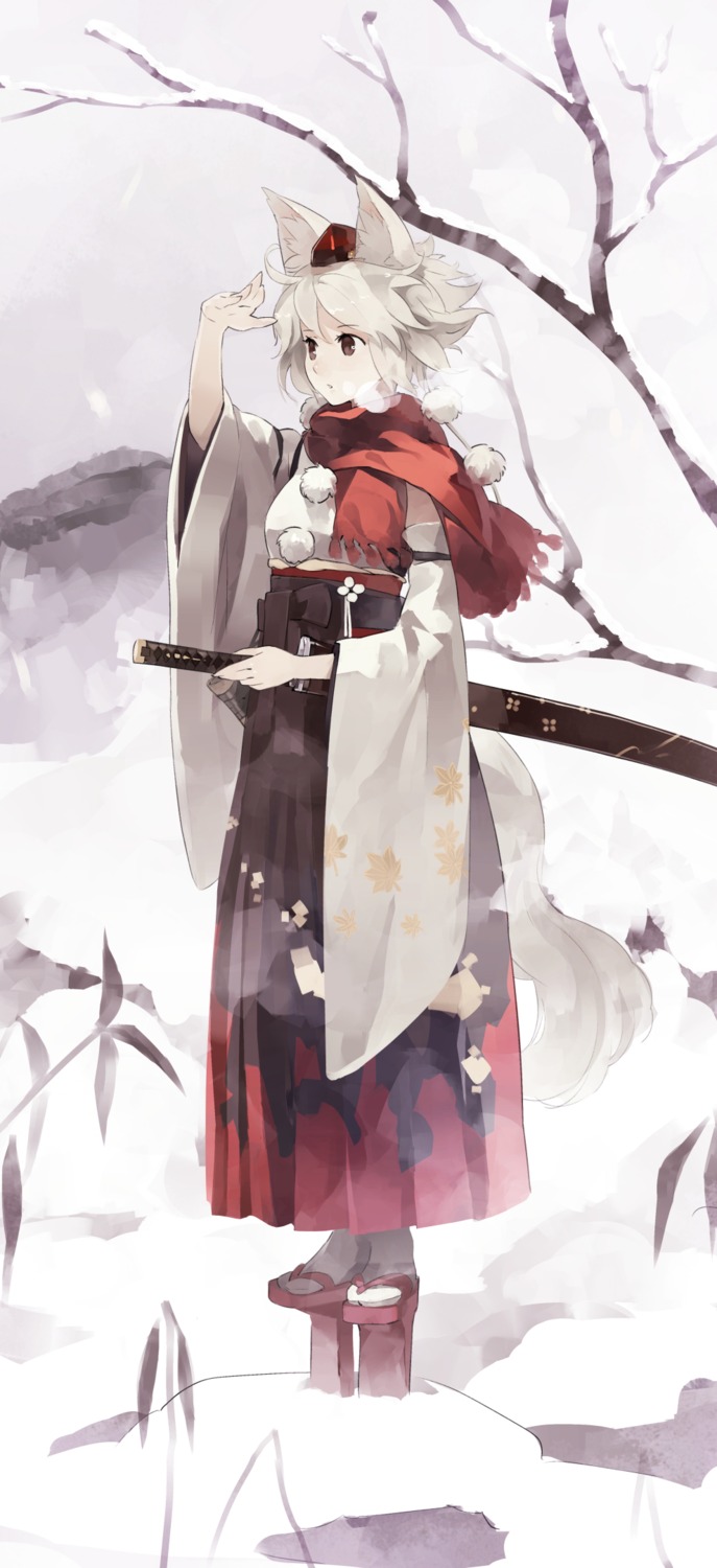 animal_ears inubashiri_momiji shihou sword tail touhou