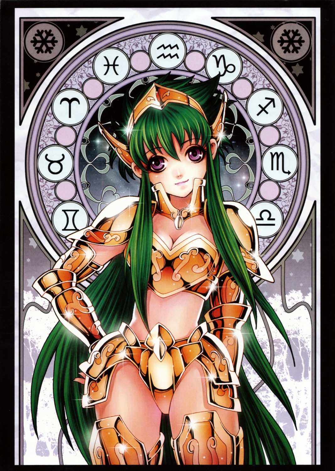 acuarius_camus armor bikini_armor cleavage genderswap saint_seiya tagme thighhighs