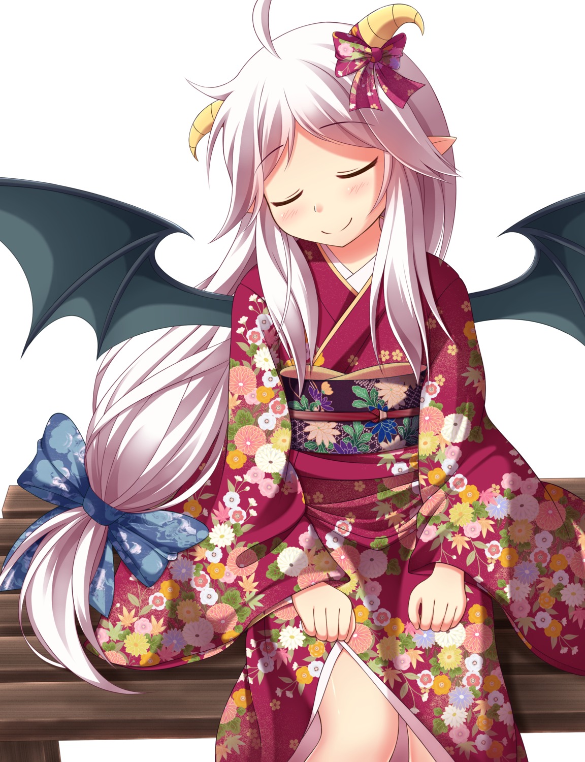 dragon_poker horns kimono minatsuki_kou pointy_ears wings