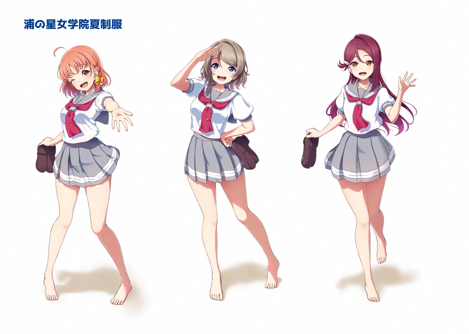 amaki-chan love_live!_sunshine!! sakurauchi_riko seifuku takami_chika watanabe_you