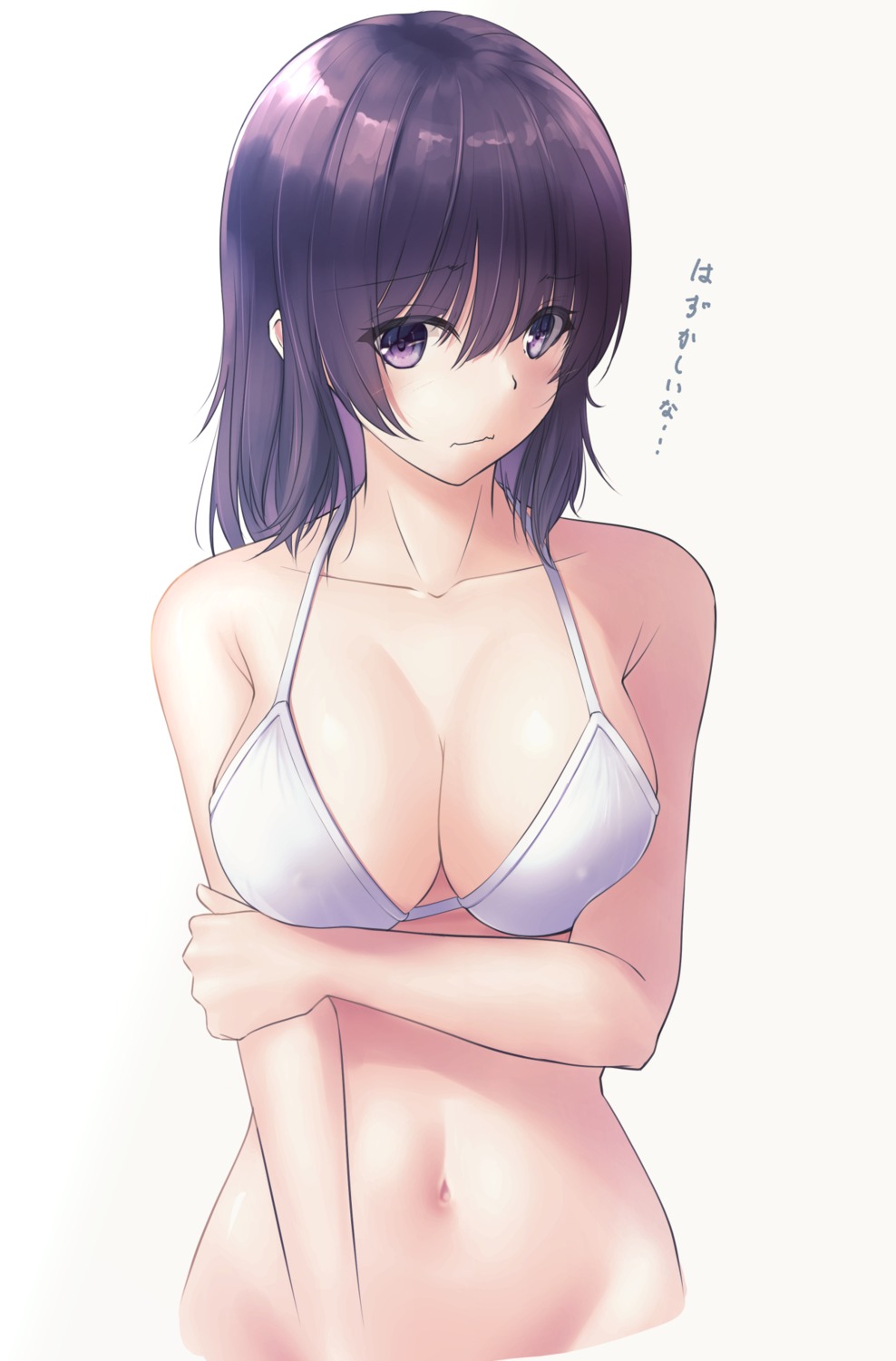 bikini_top bottomless breast_hold cleavage erect_nipples puriketsu_corgy swimsuits