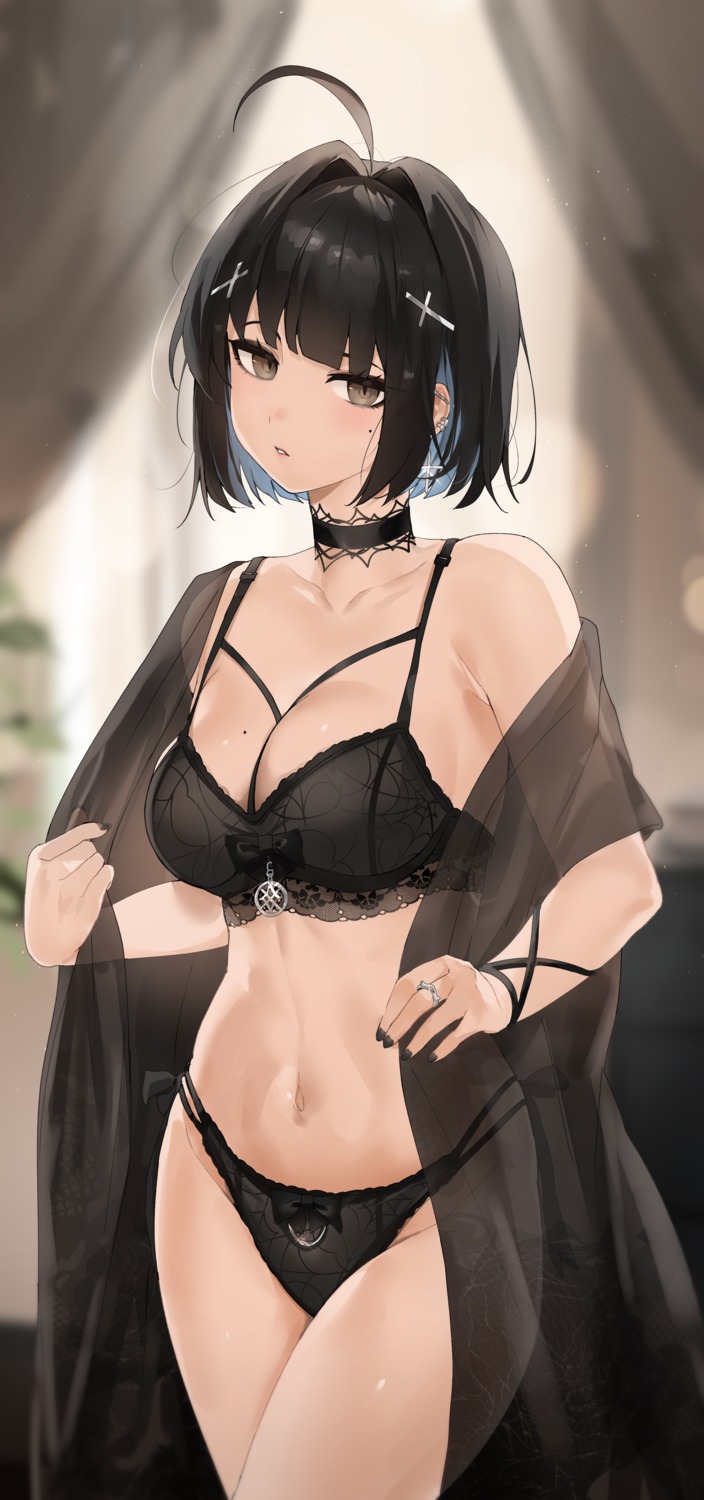 bra irene_(kanniiepan) kanniiepan open_shirt pantsu see_through undressing