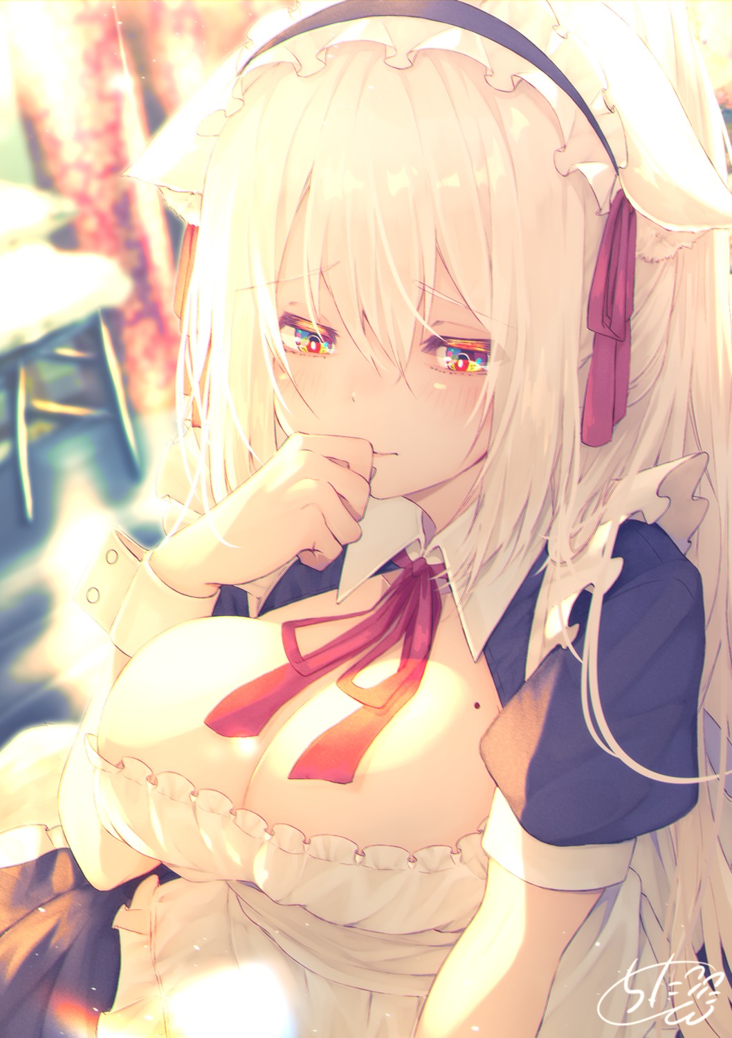 animal_ears chita_(ketchup) kitsune maid no_bra