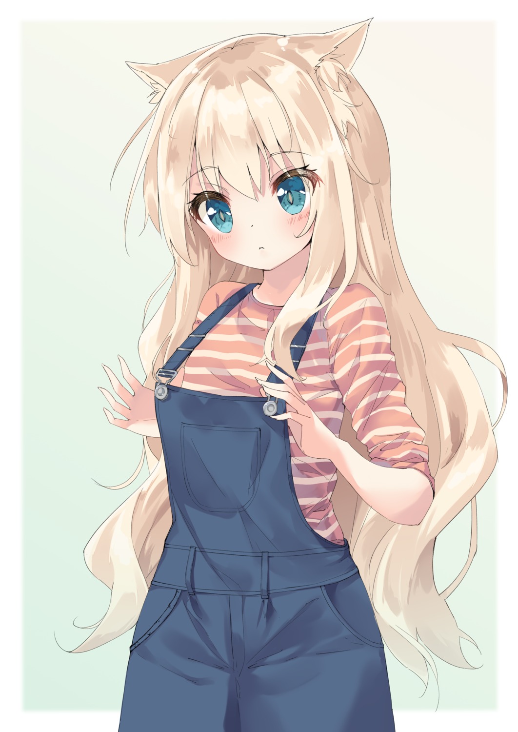 animal_ears hamaru_(s5625t) nekomimi overalls