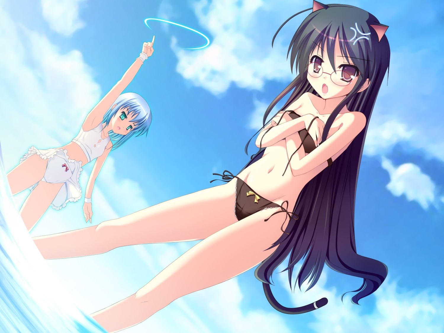 animal_ears hecate megane natsumiya_yuzu nekomimi shakugan_no_shana shana swimsuits wallpaper