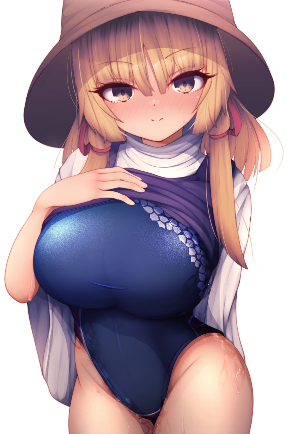 darumoon moriya_suwako skirt_lift swimsuits touhou wet