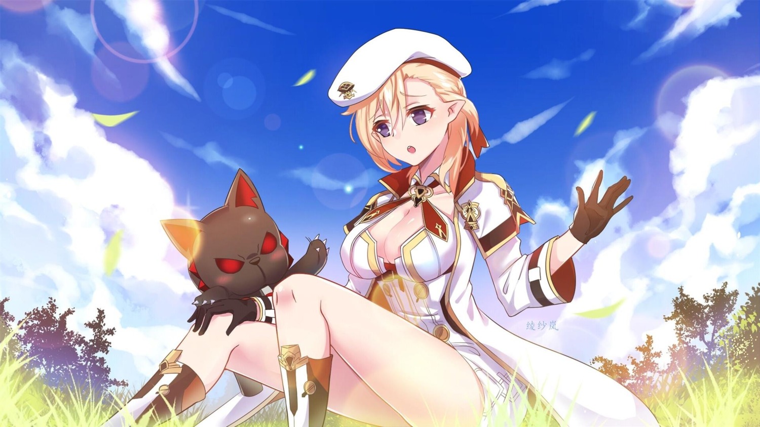 cleavage closers lanelise pointy_ears uniform wallpaper