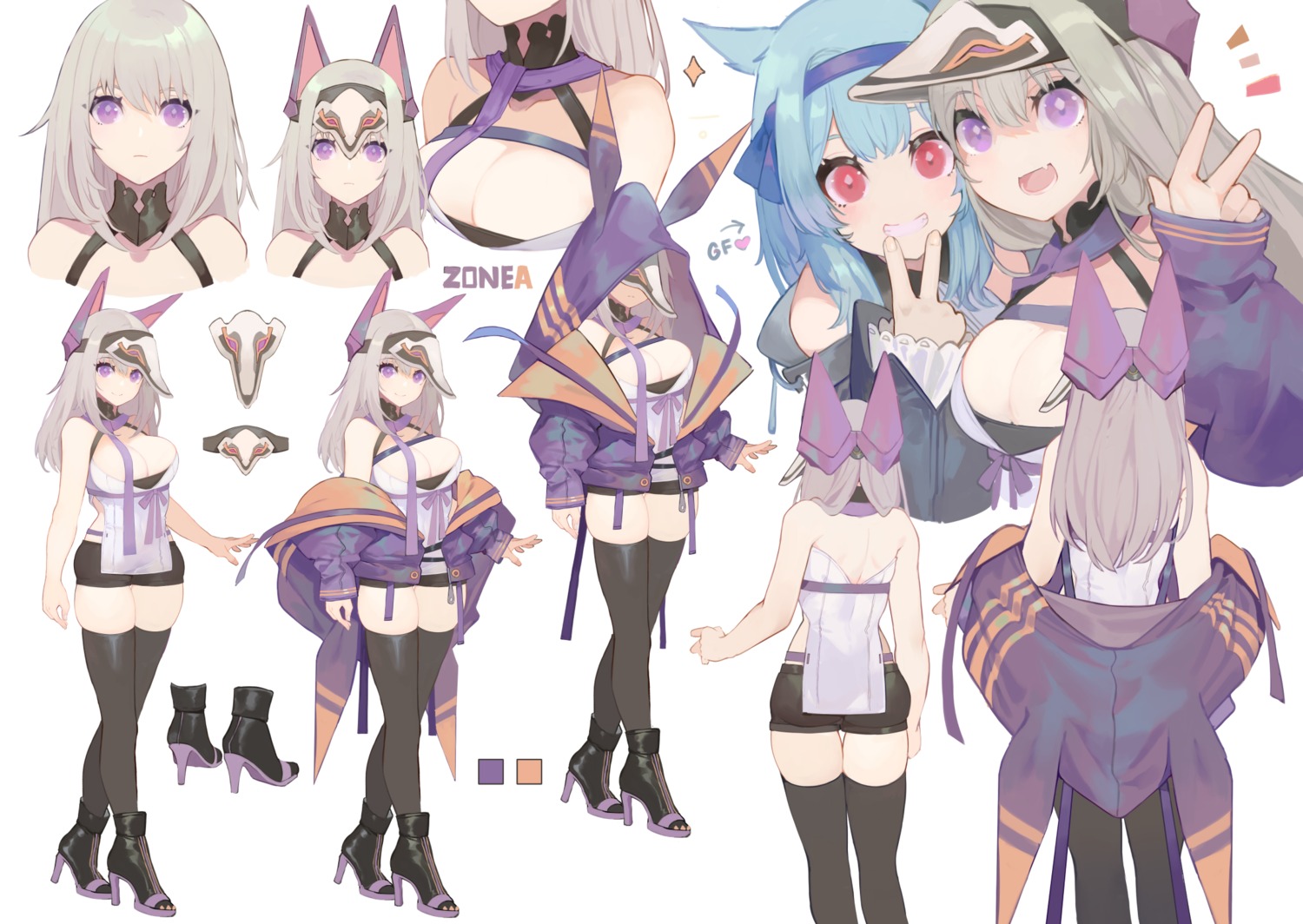 akizone animal_ears ass character_design heels no_bra thighhighs