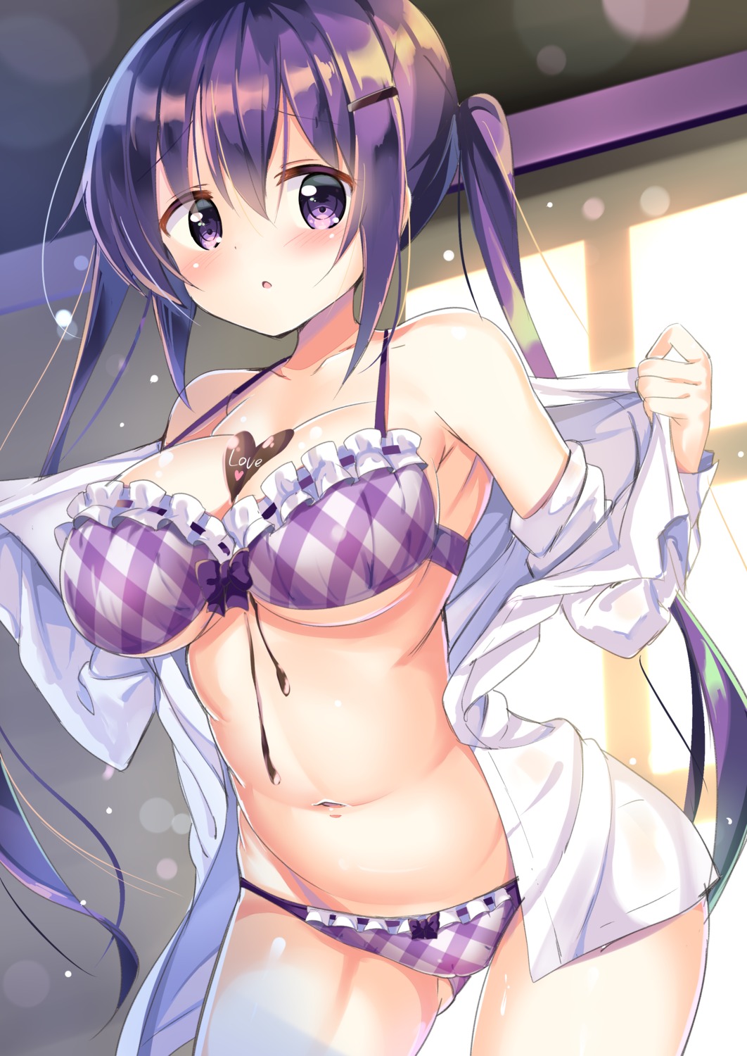 bra cameltoe cleavage gochuumon_wa_usagi_desu_ka? kurou_(quadruple_zero) open_shirt pantsu tedeza_rize underboob undressing