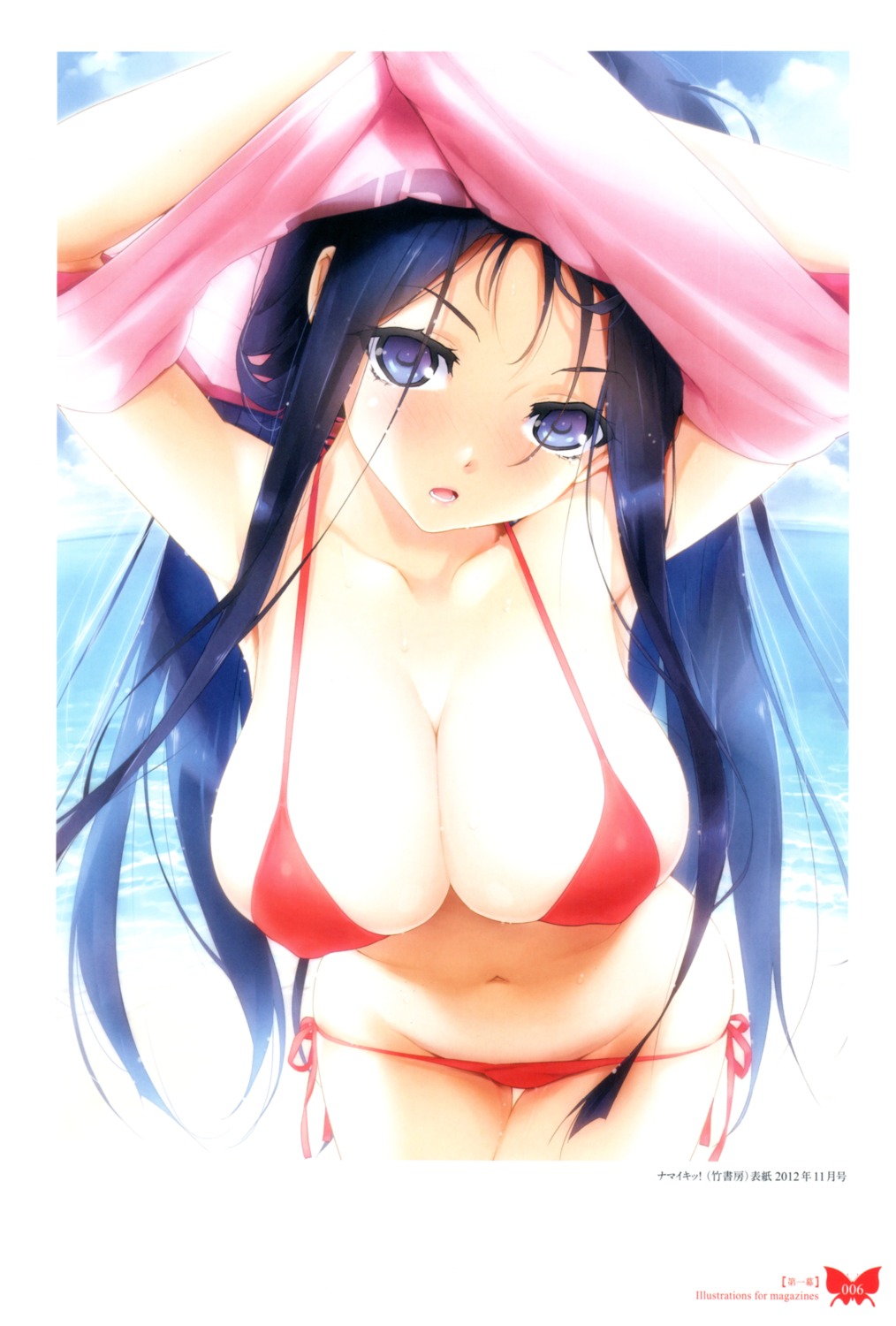 bikini erect_nipples happoubi_jin panty_pull shirt_lift swimsuits undressing