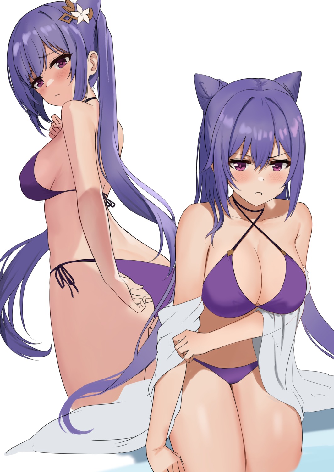 ass ayul_(ayulneri_92) bikini genshin_impact keqing swimsuits thong