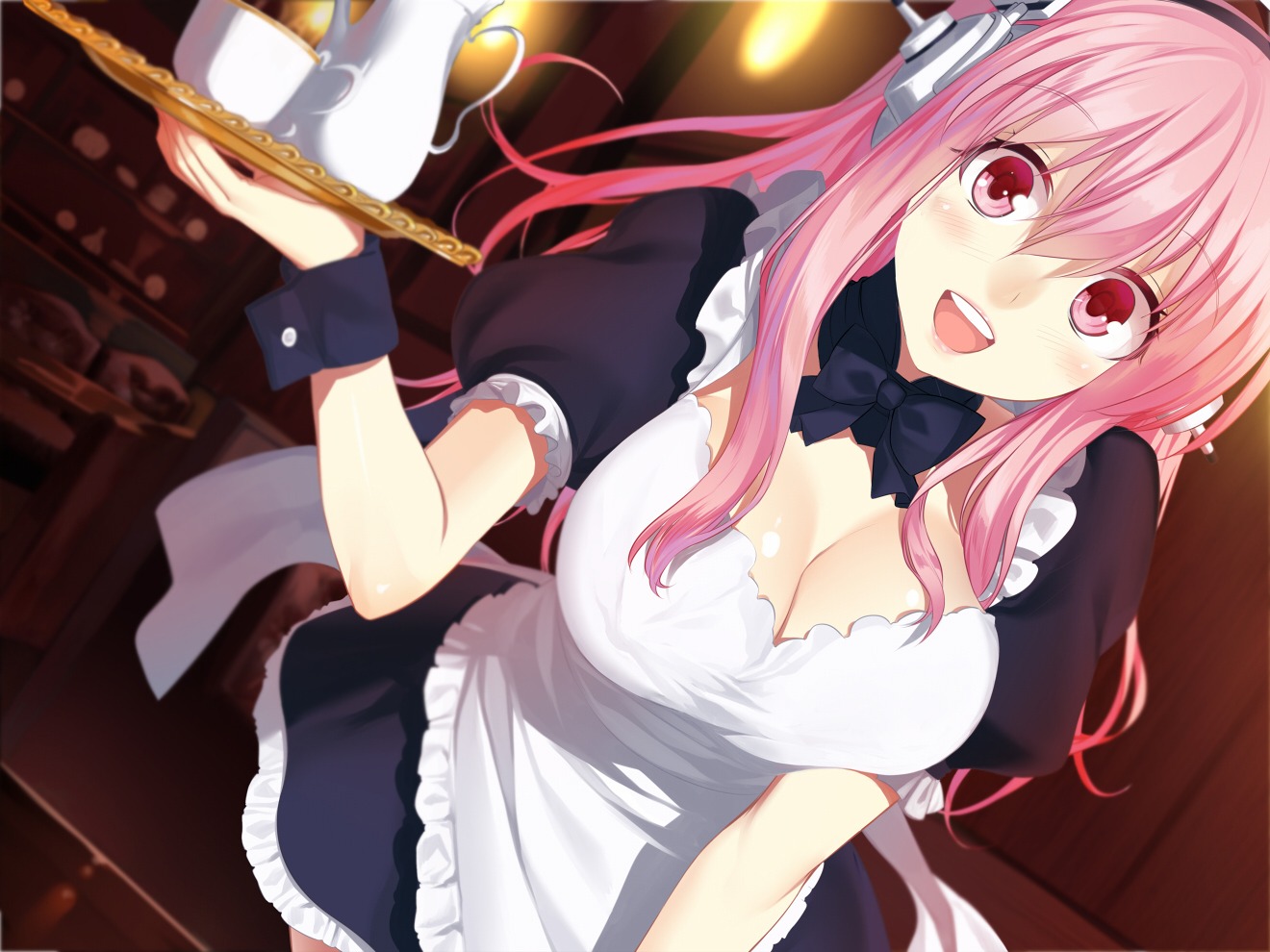 cleavage erect_nipples headphones hullabaloo maid sonico super_sonico