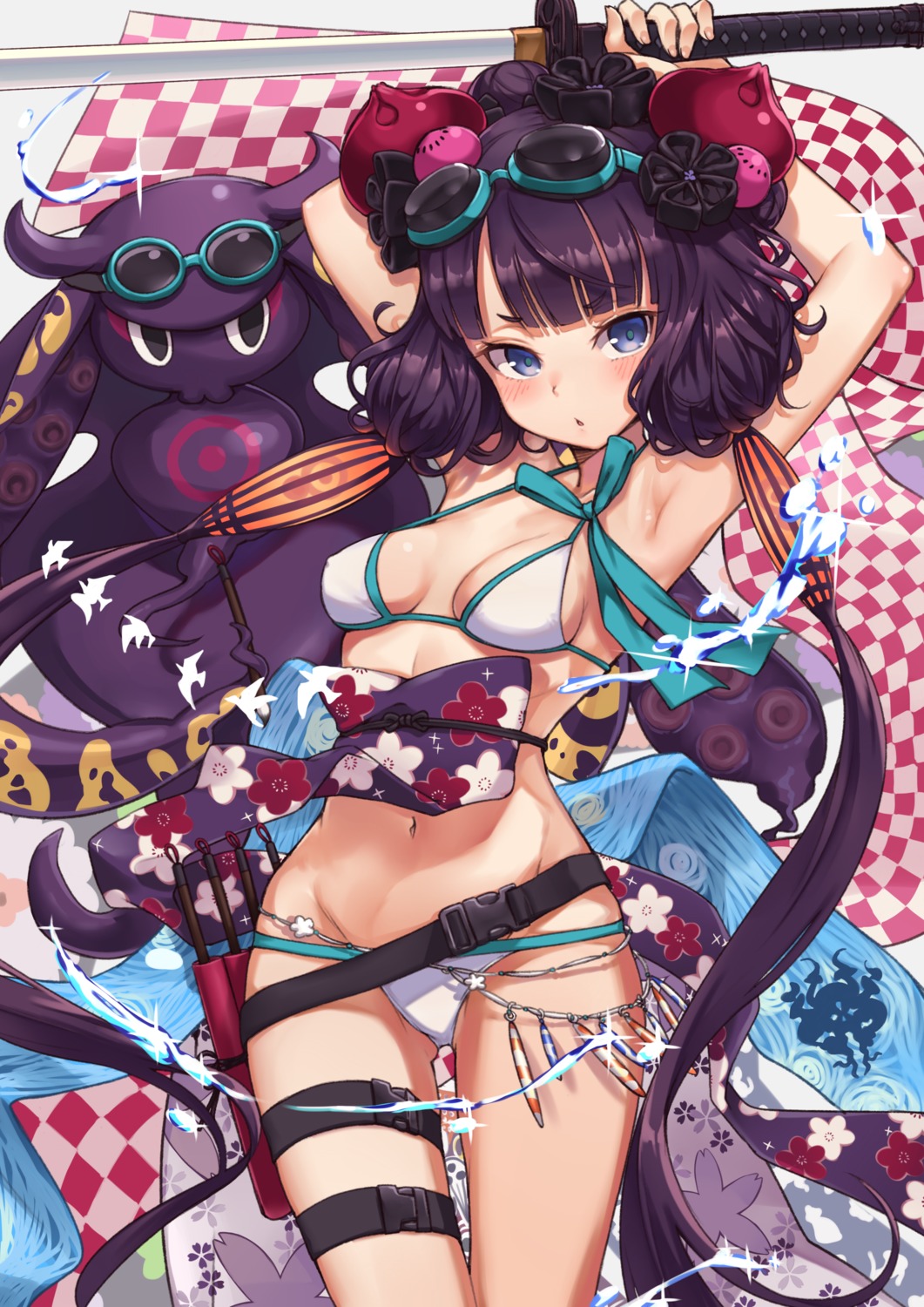 bikini fate/grand_order garter ivan_wang katsushika_hokusai_(fate) swimsuits sword