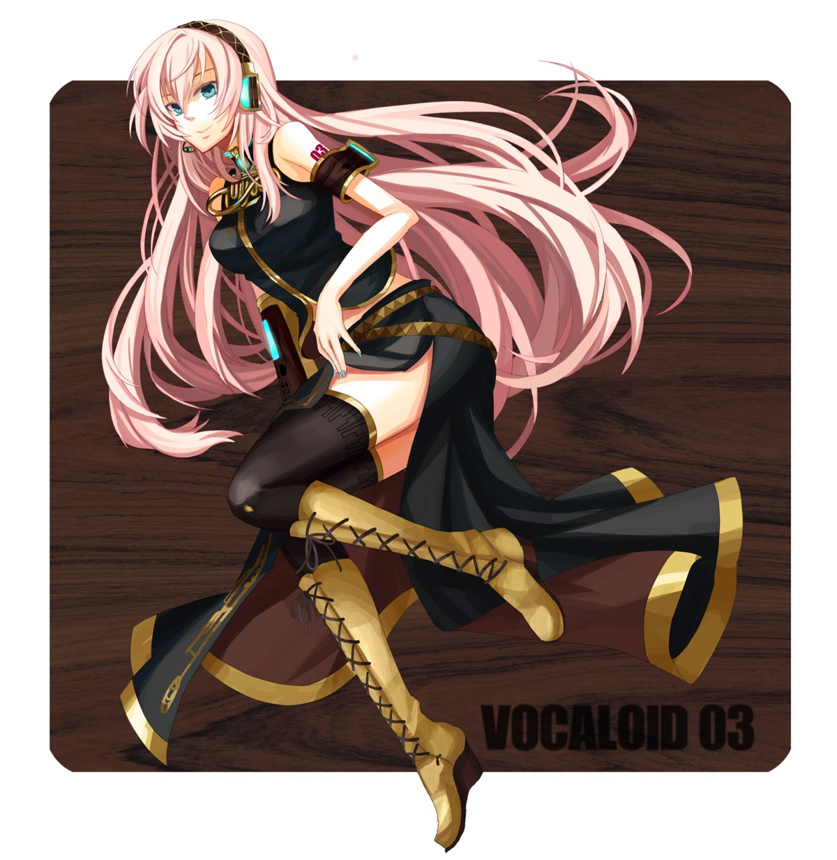 headphones megurine_luka osamu thighhighs vocaloid