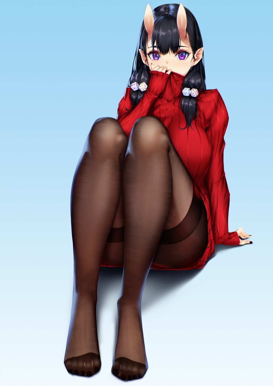 blueorca dress feet horns pantyhose pointy_ears