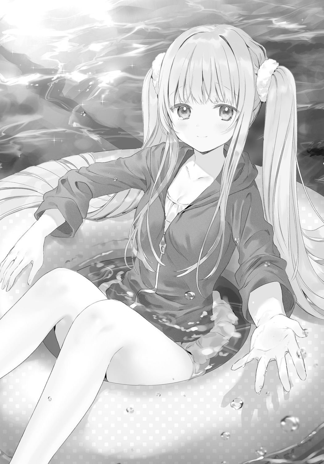 hanekoto monochrome otonari_no_tenshi-sama_ni_itsunomanika_dame_ningen_ni_sareteita_ken shiina_mahiru swimsuits wet