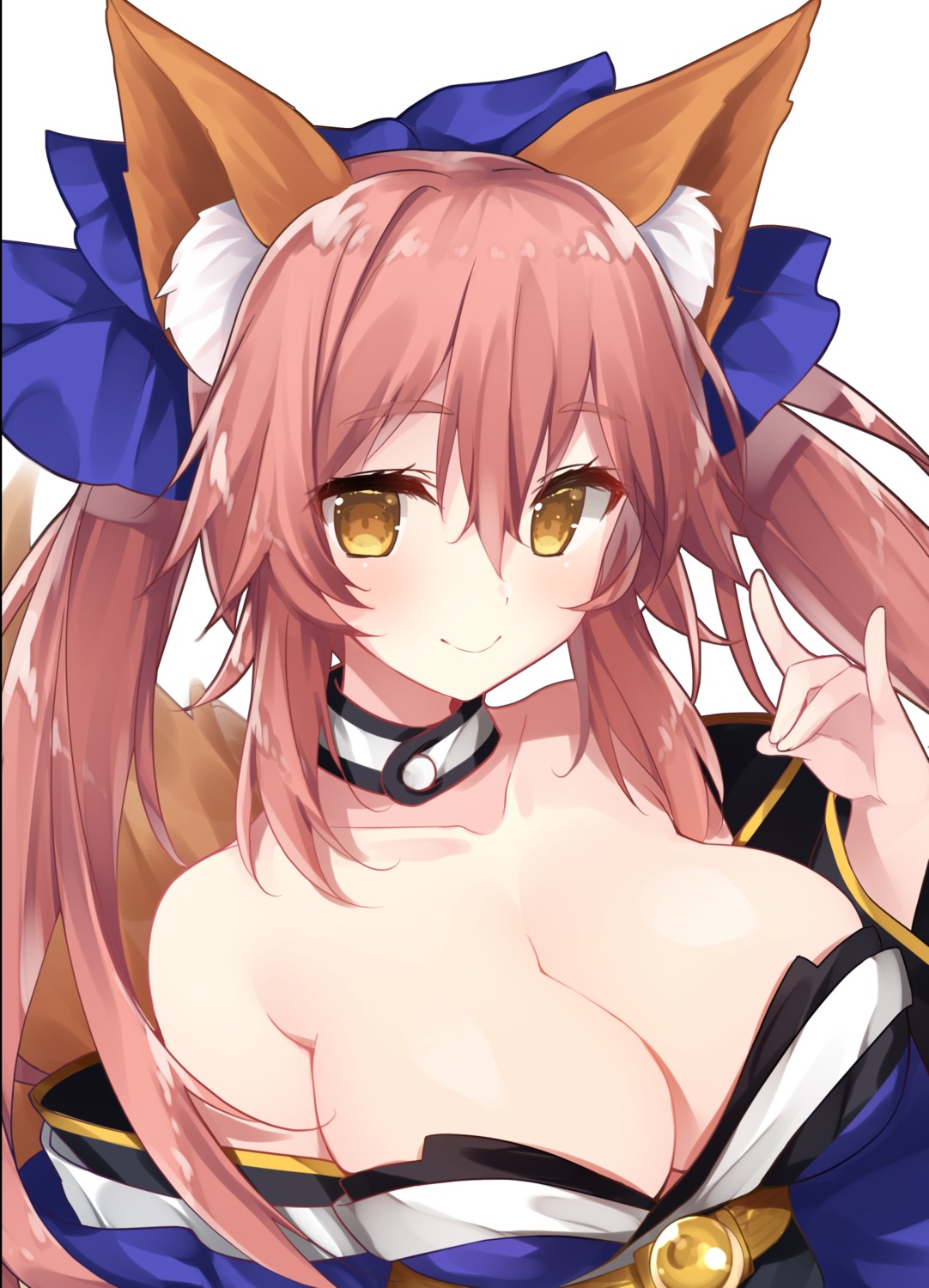 animal_ears cleavage fate/extra fate/extra_ccc fate/stay_night japanese_clothes kitsune miko_92 tail tamamo_no_mae