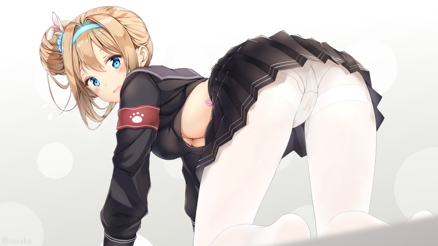 ass girls_frontline haruka_poi no_bra pantsu pantyhose pussy_juice seifuku shirt_lift skirt_lift suomi_kp31_(girls_frontline) underboob vibrator wallpaper