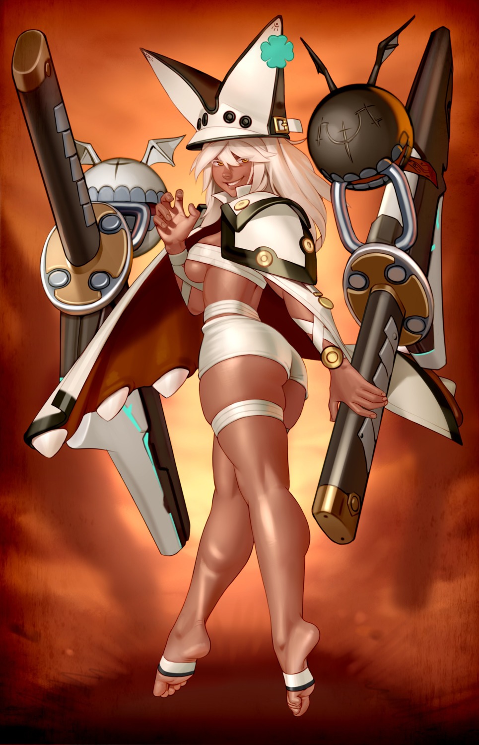 ass feet garter guilty_gear guilty_gear_xrd kairunoburogu ramlethal_valentine underboob