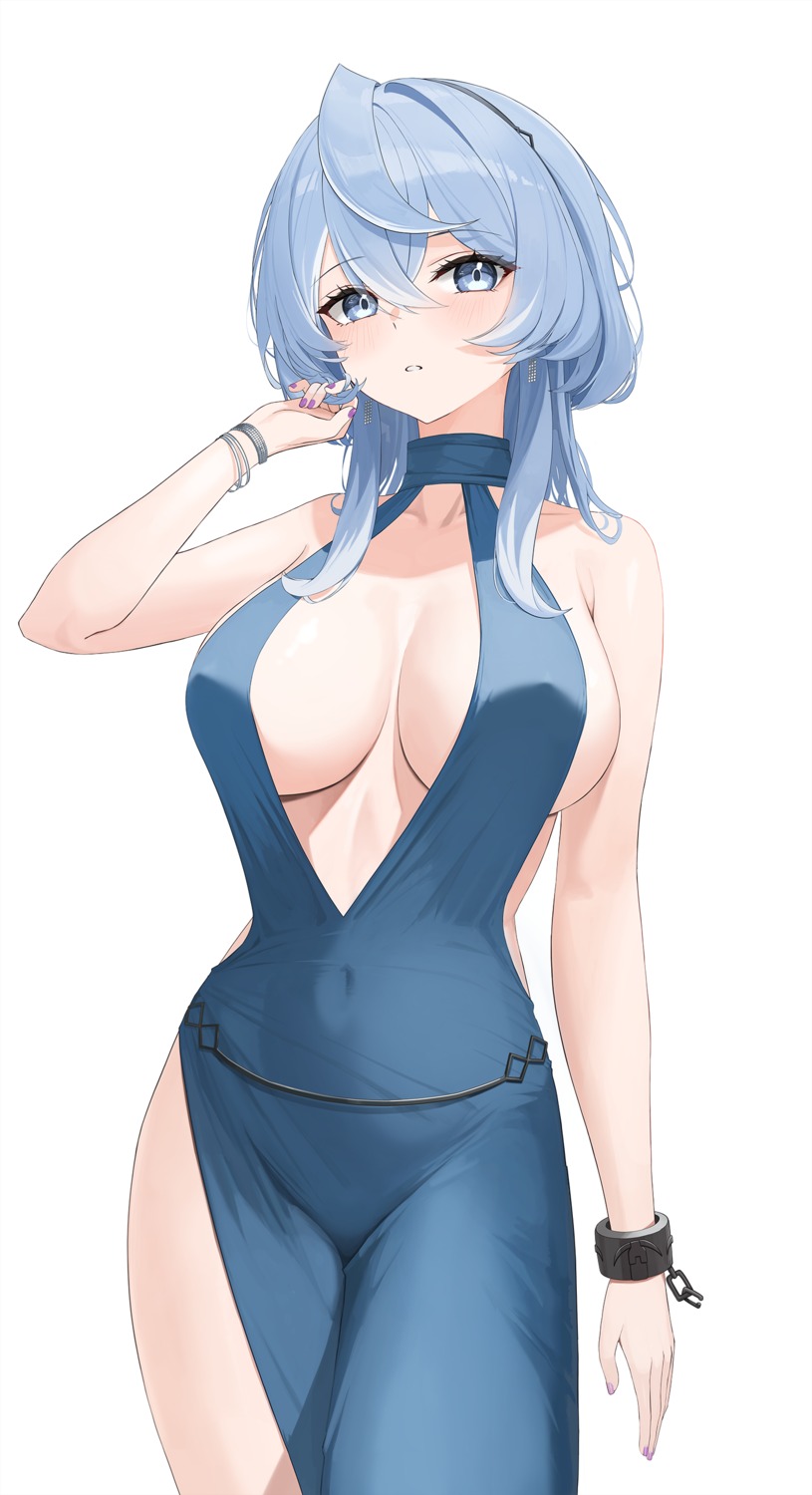 amau_ako blue_archive dress no_bra rikui_(rella2930)