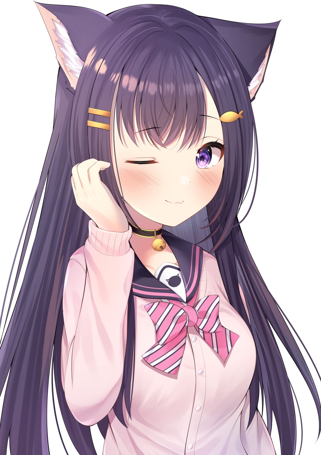 animal_ears nari_(narikashi) nekomimi reikira reikira_da_yo! seifuku sweater