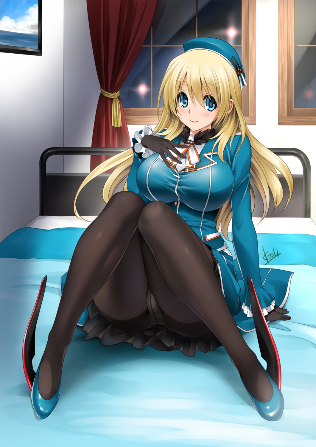 atago_(kancolle) kantai_collection mitarashi_kousei pantsu pantyhose uniform