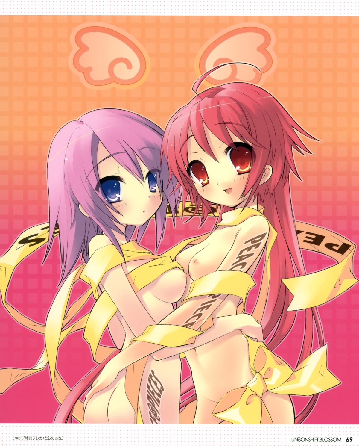 akizuki_nagi ito_noizi momose_hikaru naked_ribbon nipples peace@pieces symmetrical_docking