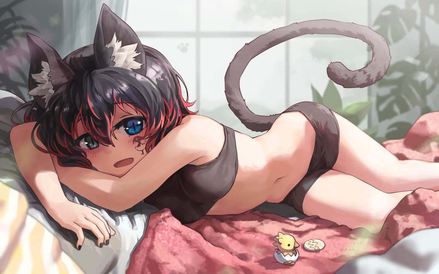 animal_ears bra heterochromia loli melaton nekomimi pantsu tail tattoo wallpaper