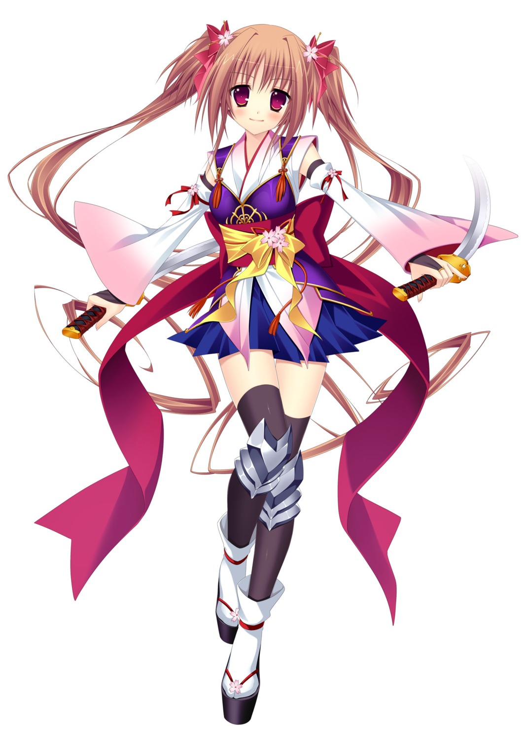 japanese_clothes jpeg_artifacts minatsuki_alumi sword thighhighs