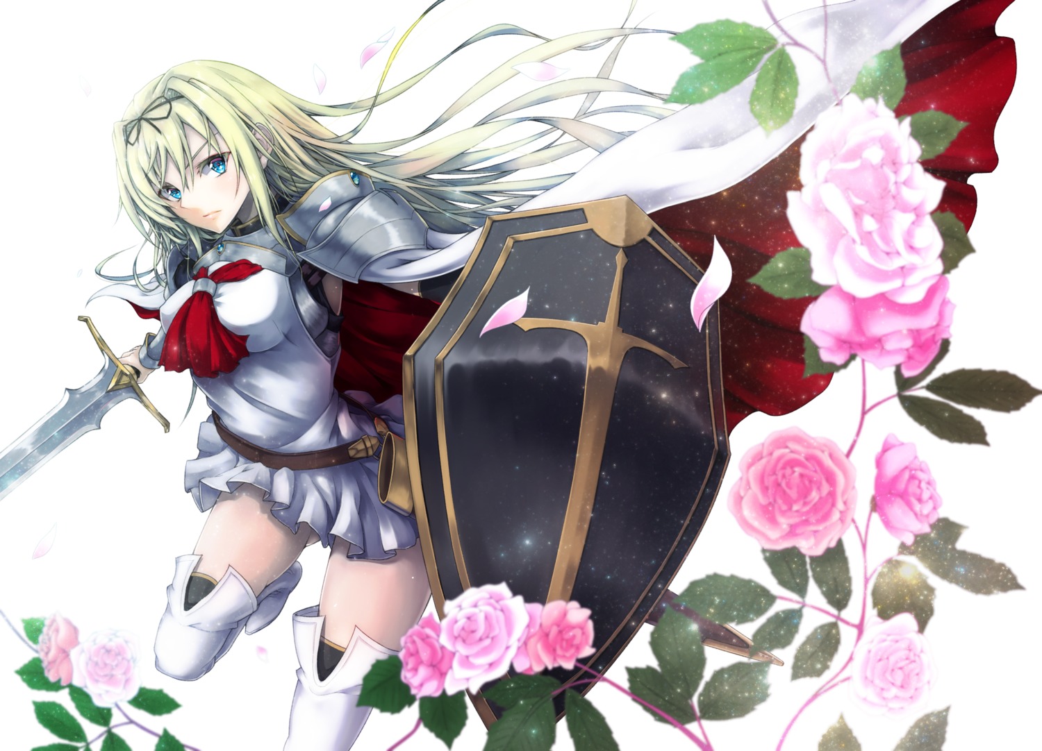 armor cornelia_(sennen_sensou_aigis) ihara_natsume sennen_sensou_aigis sword thighhighs