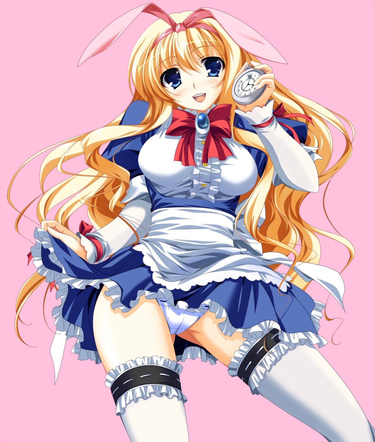 alice_in_wonderland cameltoe dress pantsu sakuragi_hiroyuki skirt_lift thighhighs