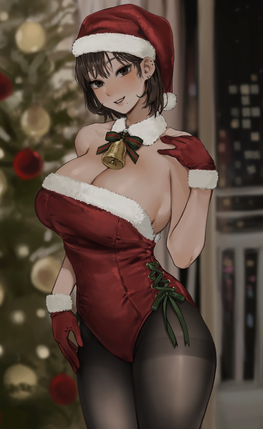 christmas gompang_11 leotard no_bra pantyhose