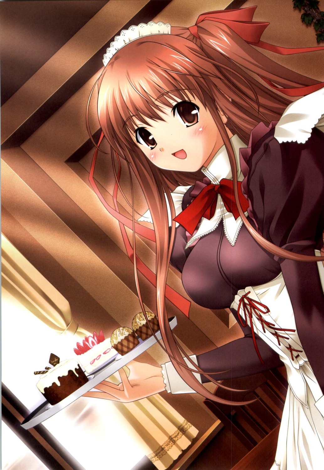 kazami_yui maid nekonyan parfait_chocolate_second_brew waitress