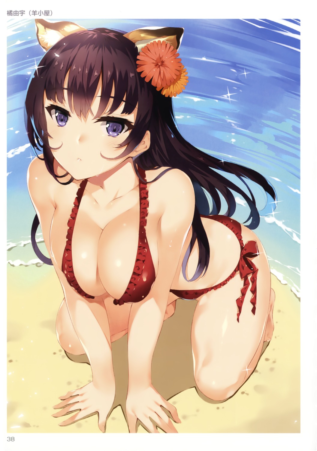 animal_ears bikini breast_hold cleavage nekomimi swimsuits tachibana_yuu