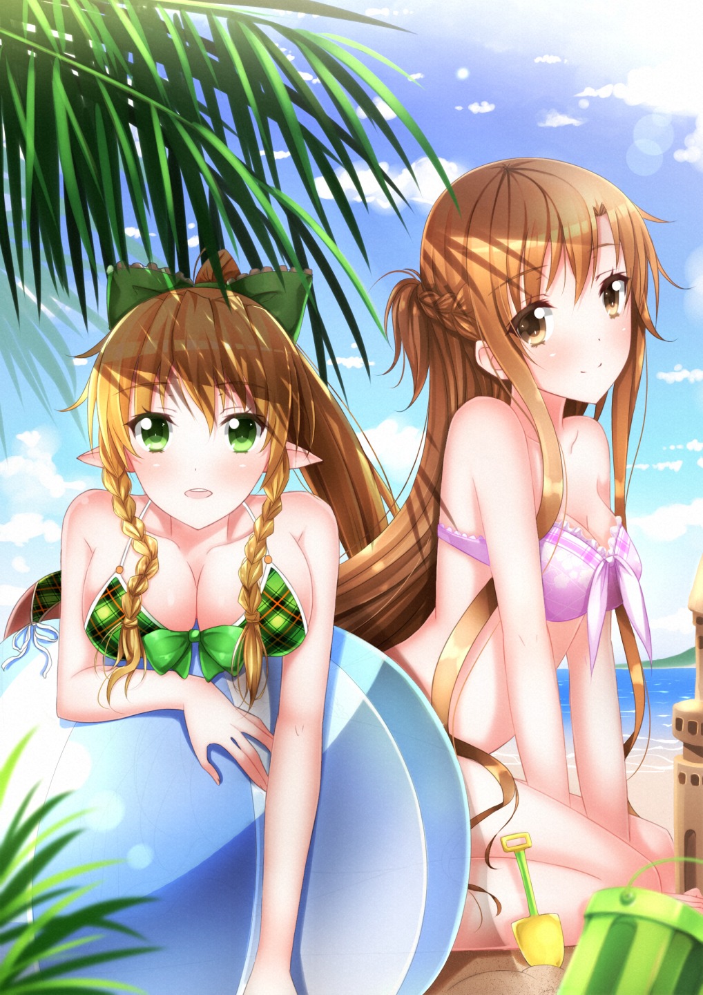 asuna_(sword_art_online) bikini cleavage leafa pointy_ears swimsuits sword_art_online swordsouls