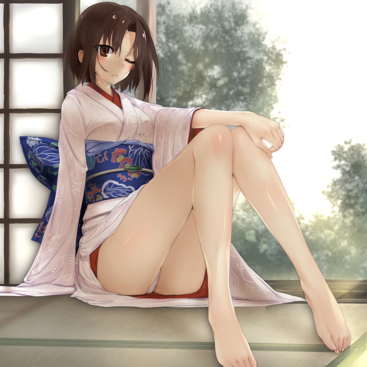 feet kara_no_kyoukai kimono macaroni_tamago pantsu ryougi_shiki