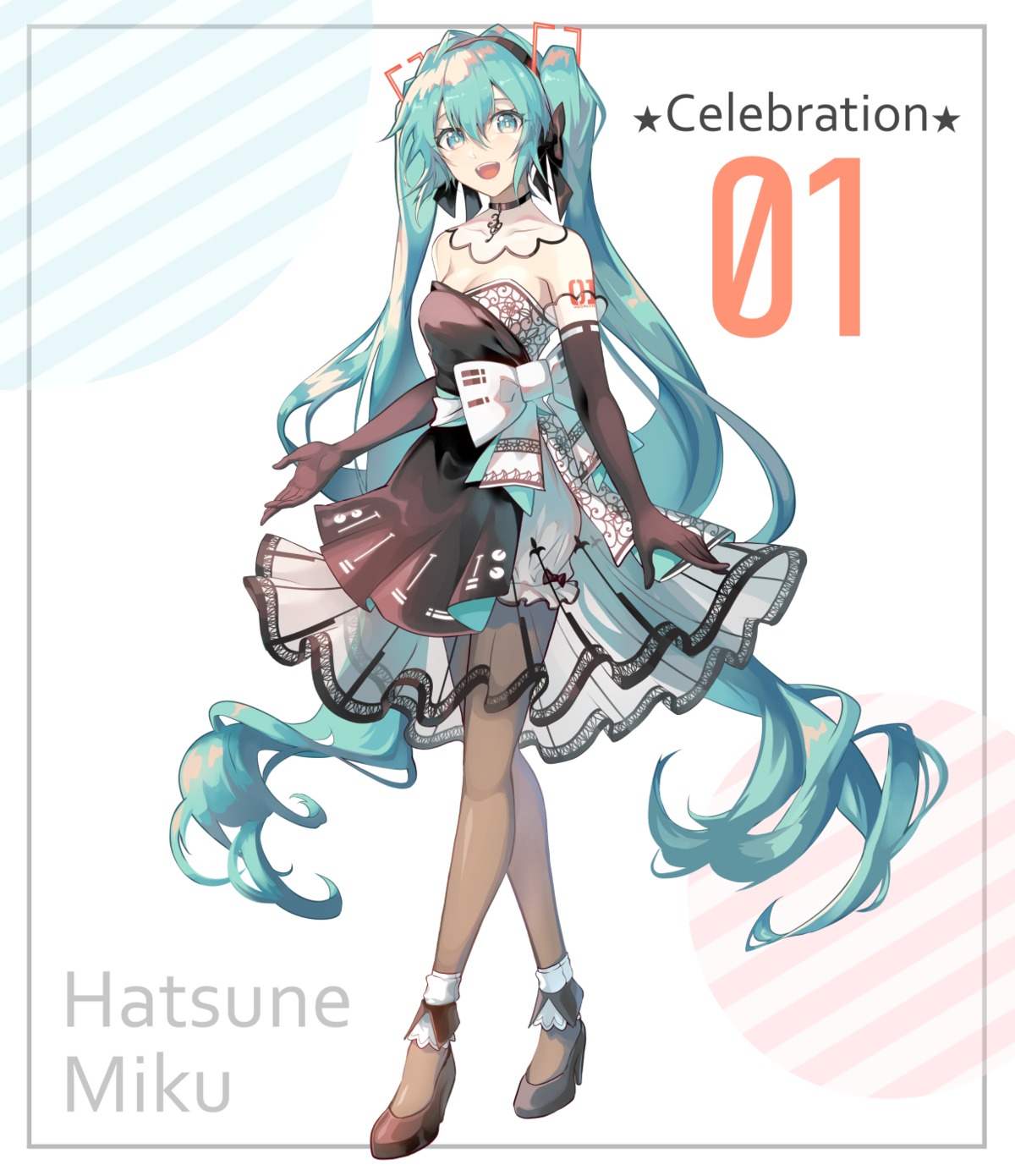 cleavage dress hatsune_miku heels pantyhose saihate see_through tattoo vocaloid