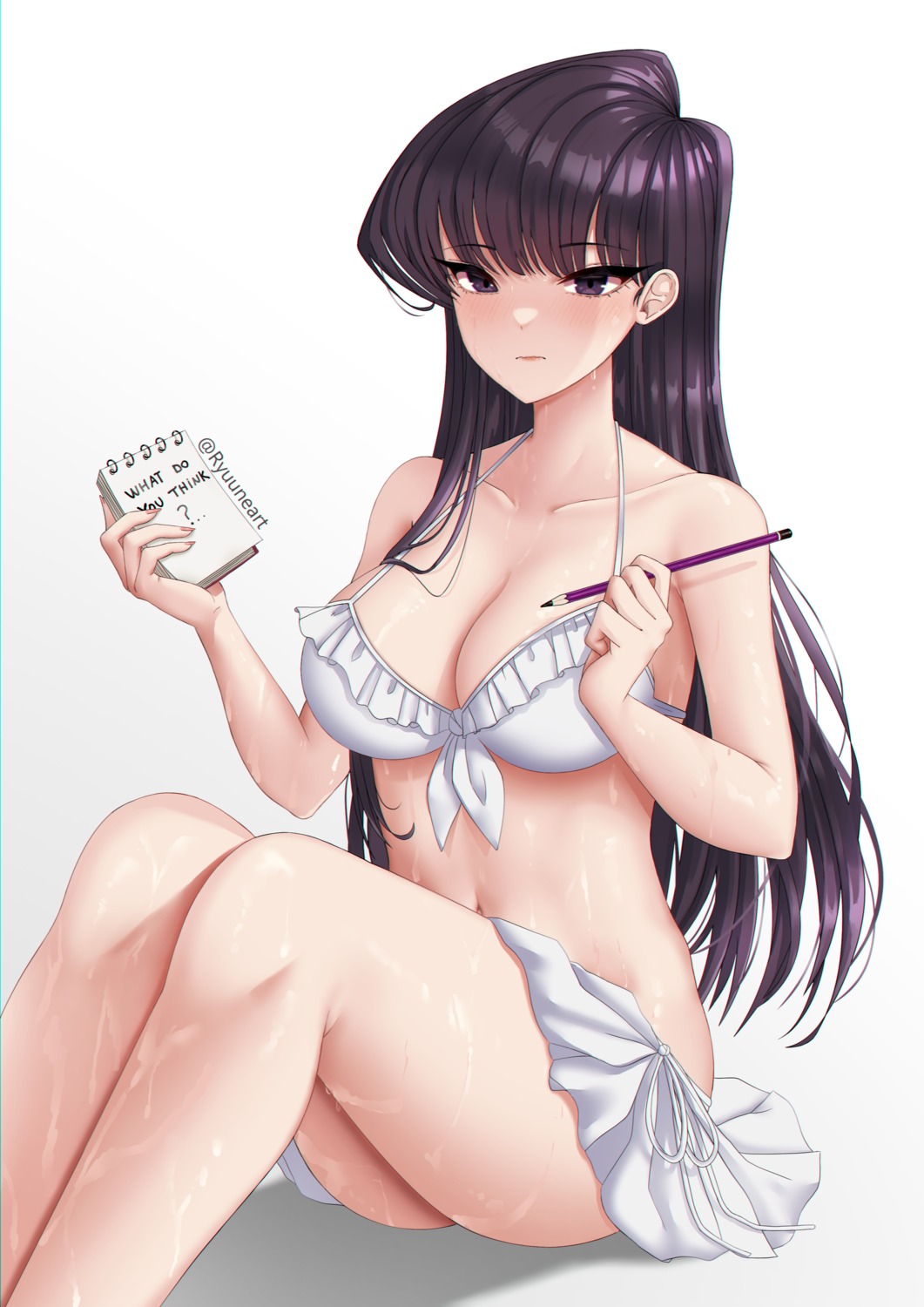 bikini komi-san_wa_komyushou_desu. komi_shouko ryuuneart skirt_lift swimsuits