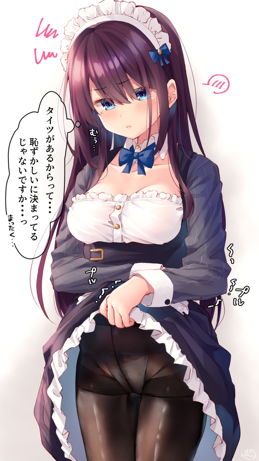 cleavage maid maid-chan_(ramchi) pantsu pantyhose ramchi skirt_lift