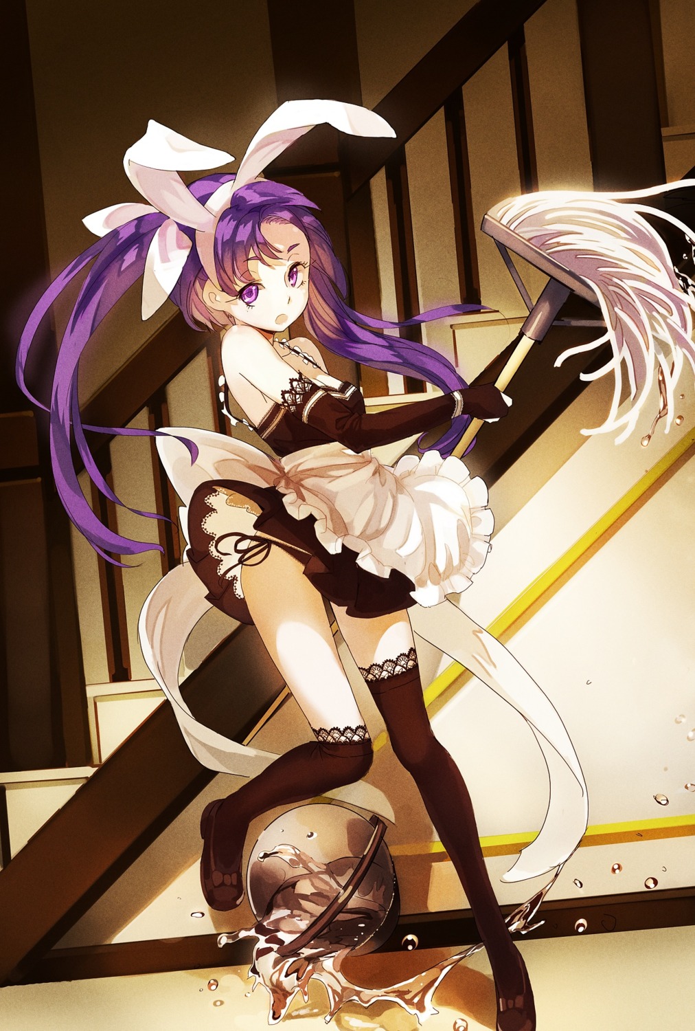 animal_ears bunny_ears cleavage maid pantsu samail string_panties thighhighs tone_rion vocaloid