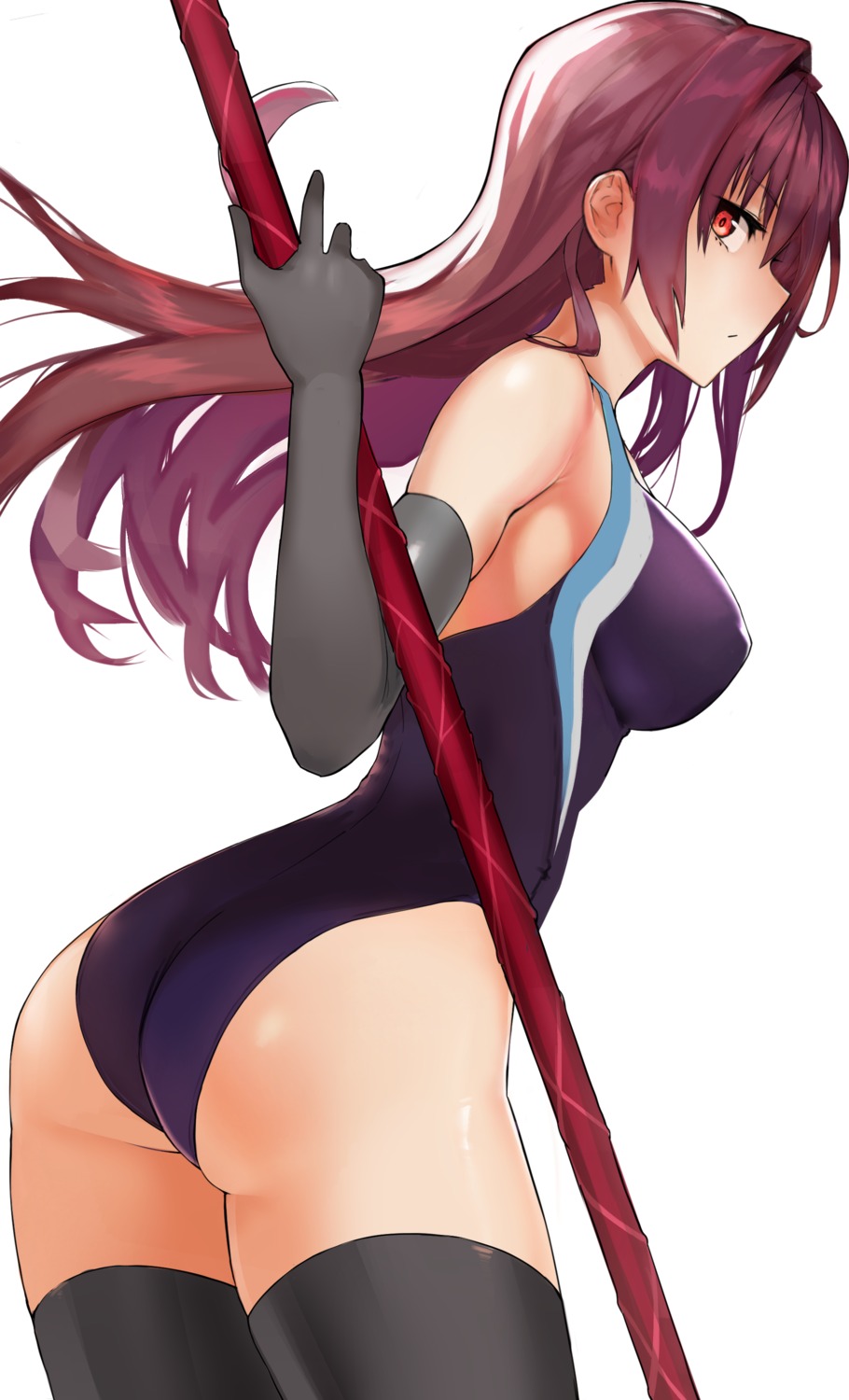 ass fate/grand_order sawatari_kazuma scathach_(fate/grand_order) swimsuits thighhighs weapon