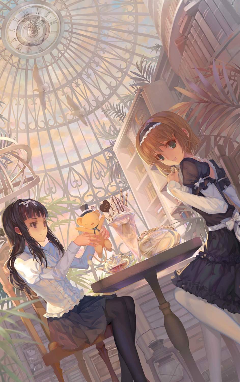 card_captor_sakura daidouji_tomoyo dress gothic_lolita kerberos kinomoto_sakura lolita_fashion paku pantyhose see_through