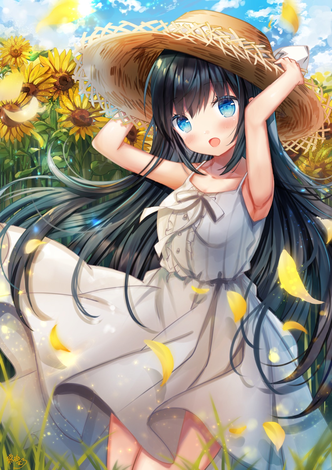 dress kohaku_muro see_through skirt_lift summer_dress