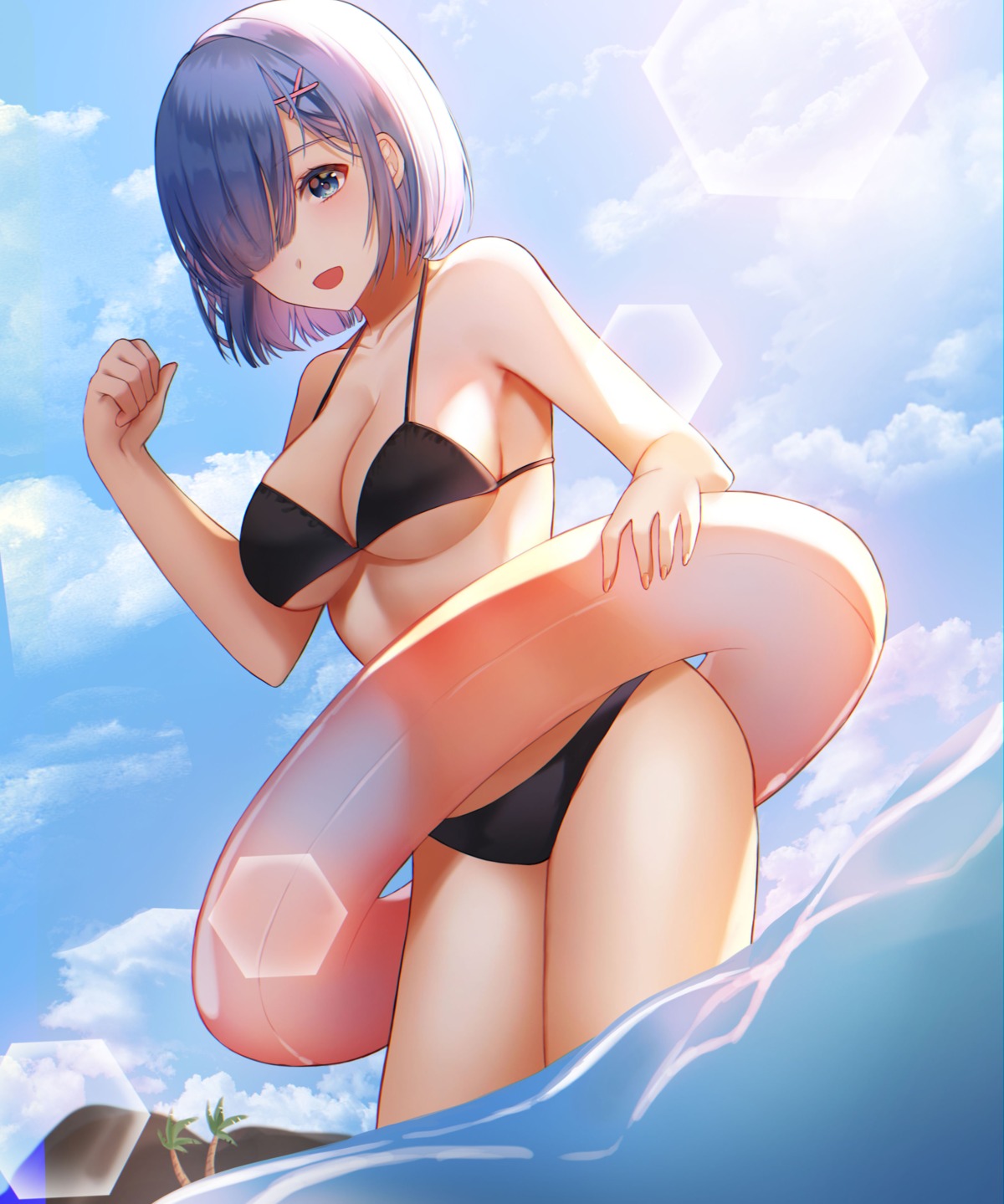 ame_816 bikini re_zero_kara_hajimeru_isekai_seikatsu rem_(re_zero) swimsuits wet