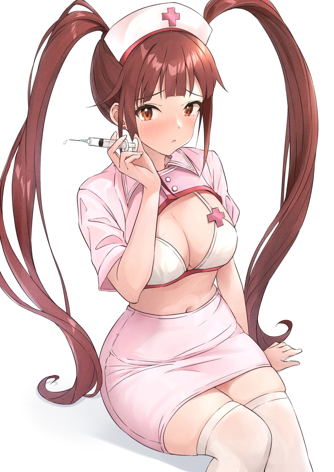 b1ack bra matsuda_arisa nurse the_idolm@ster the_idolm@ster_million_live! thighhighs