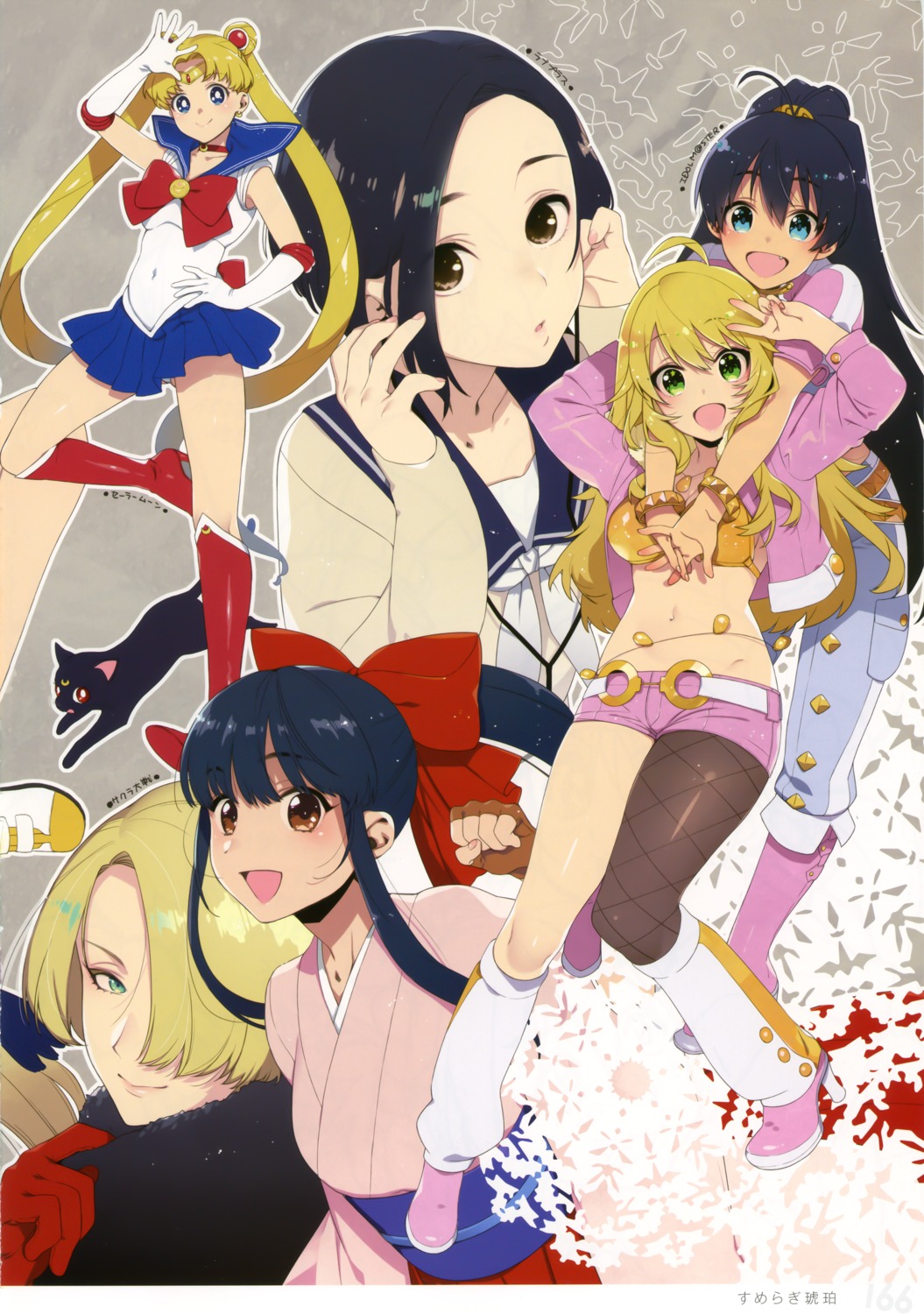 ganaha_hibiki hoshii_miki japanese_clothes kobayakawa_rinko love_plus maria_tachibana sailor_moon sakura_taisen seifuku shinguuji_sakura sumeragi_kohaku the_idolm@ster tsukino_usagi